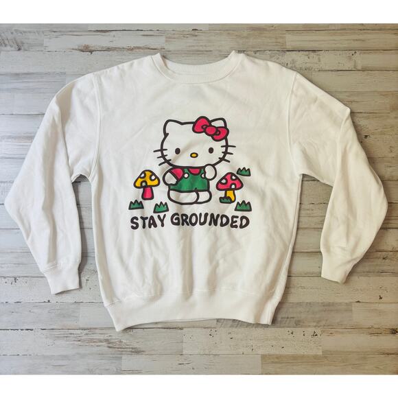 Hello Kitty Mushroom Stay Grounded Sweatshirt sz M EUC - Picture 1 of 3